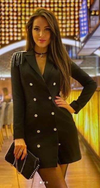 Chain Fringe Shoulders Blazer Dress