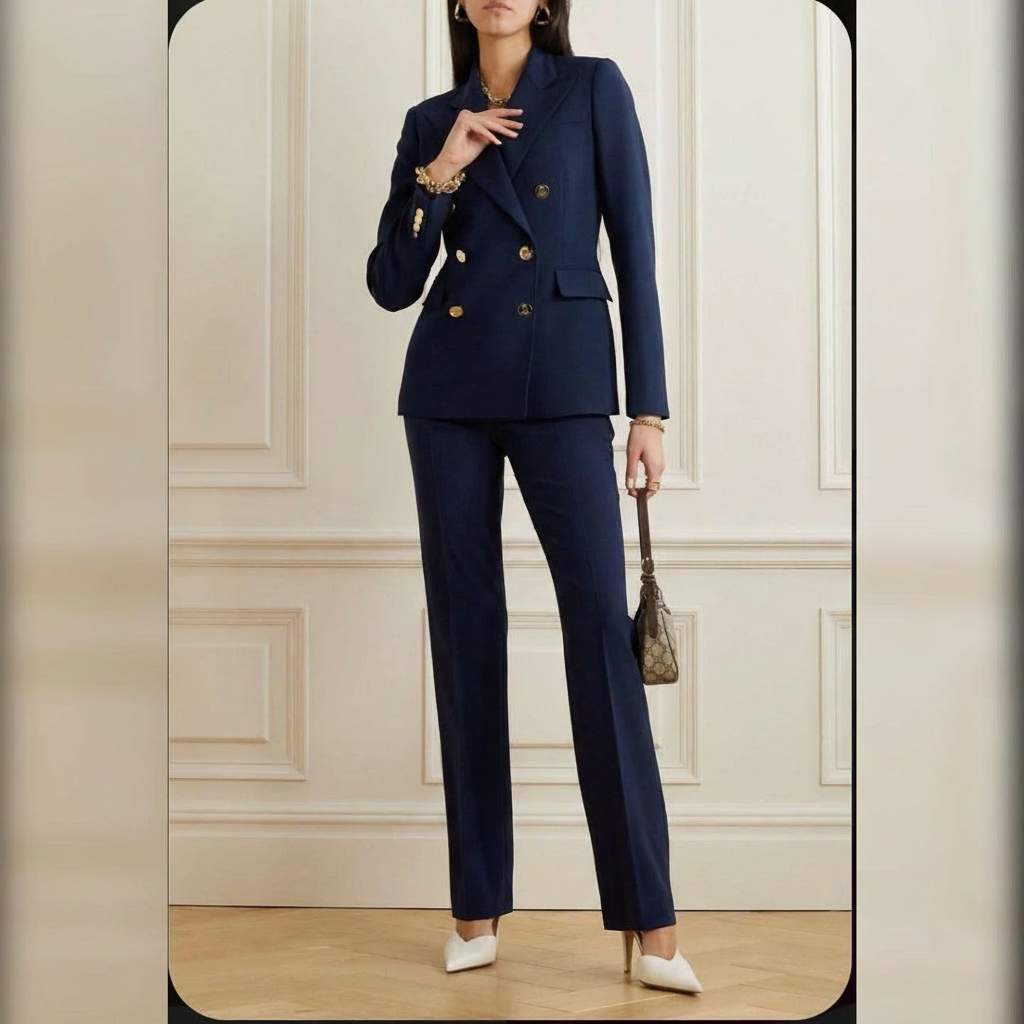 Navy Blue Double-Breasted Suit