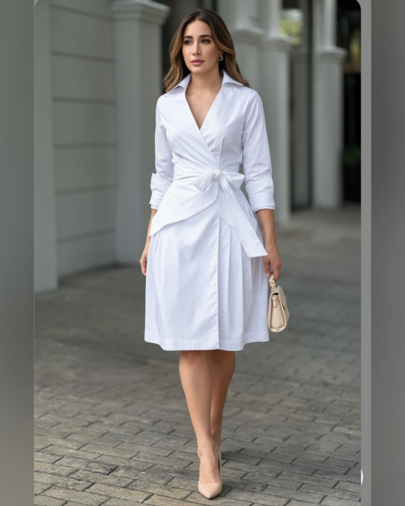 Belted Wrap Midi Dress