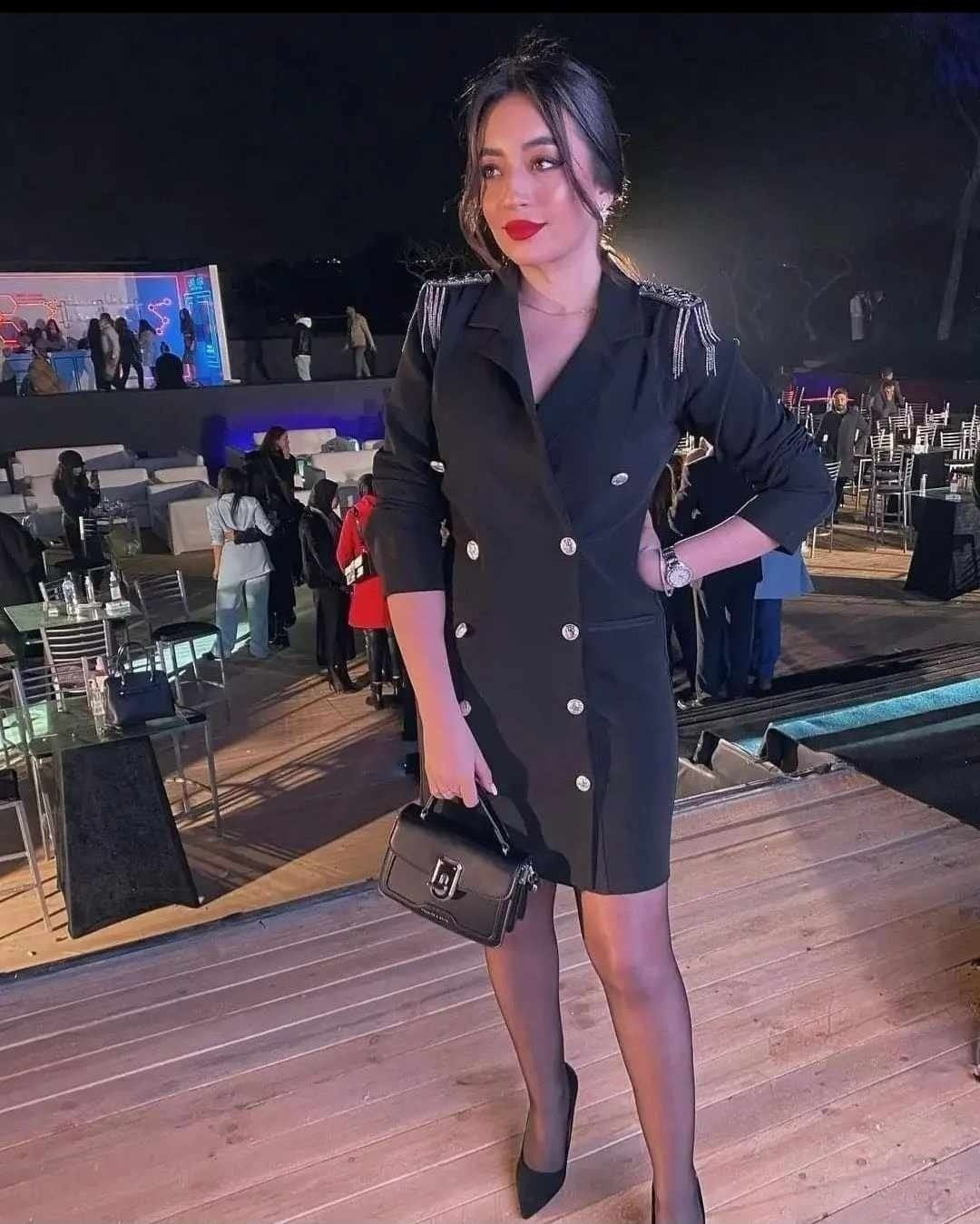 Chain Fringe Shoulders Blazer Dress