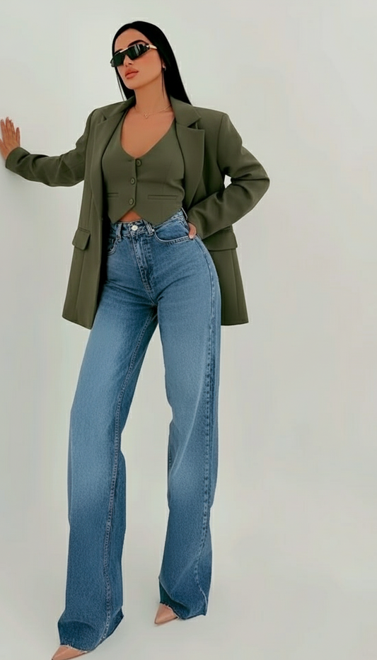 Army Olive Blazer Set with Model