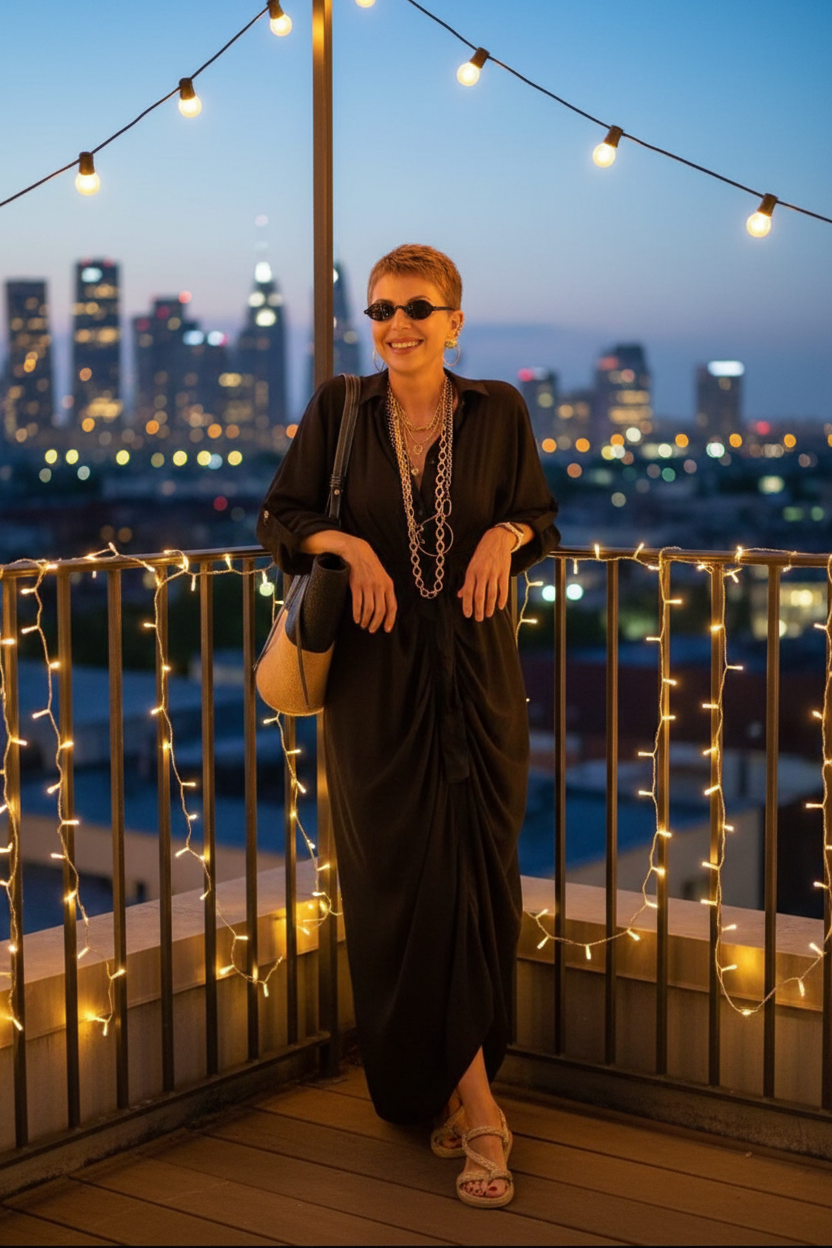 Black Dress - Rooftop Dusk