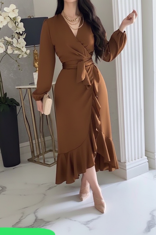 Brown Wrap Dress