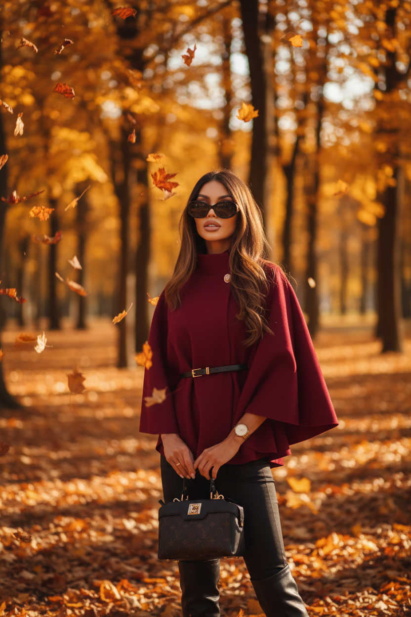 Burgundy Cape - Autumn Park