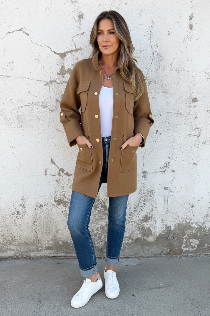 Café Brown Military Jacket
