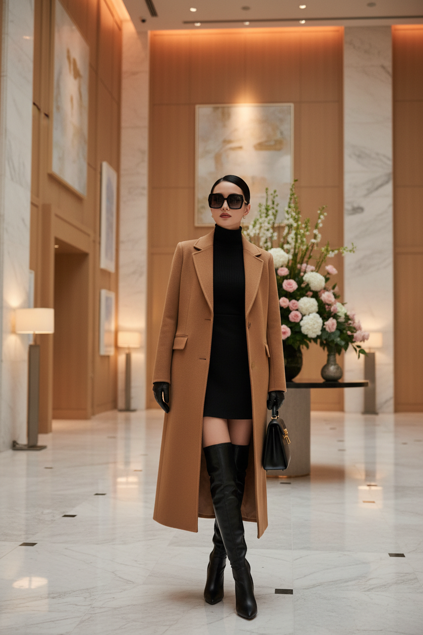 Camel Coat – Hotel Lobby