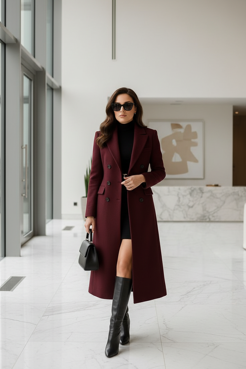 Long Elegant Coat – Marble Interior