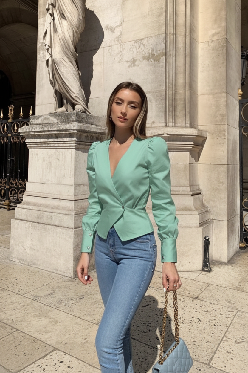 Mint Wrap Blouse