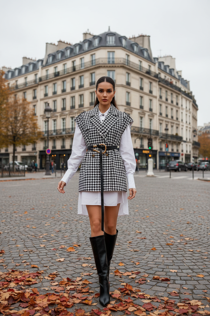 Parisian Boulevard - Houndstooth Vest
