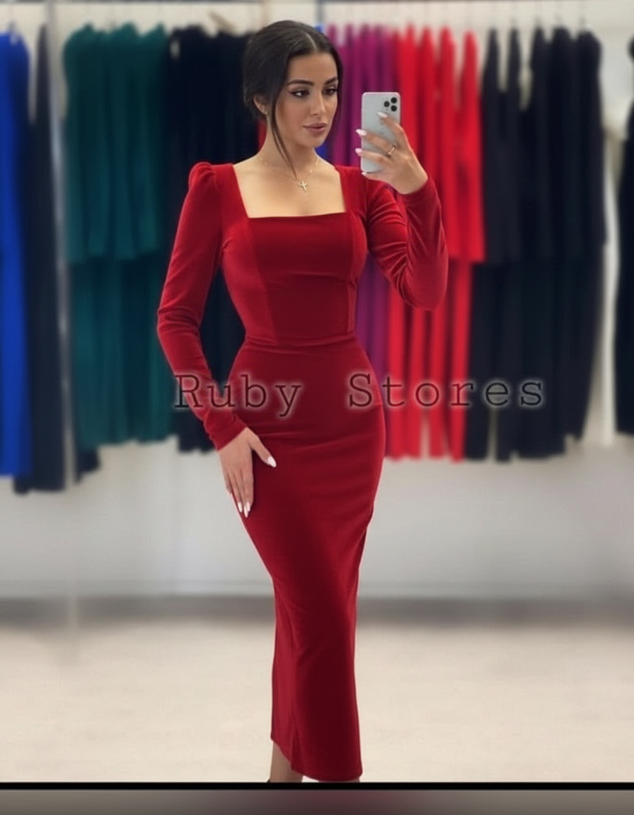 Red Bodycon Midi Dress