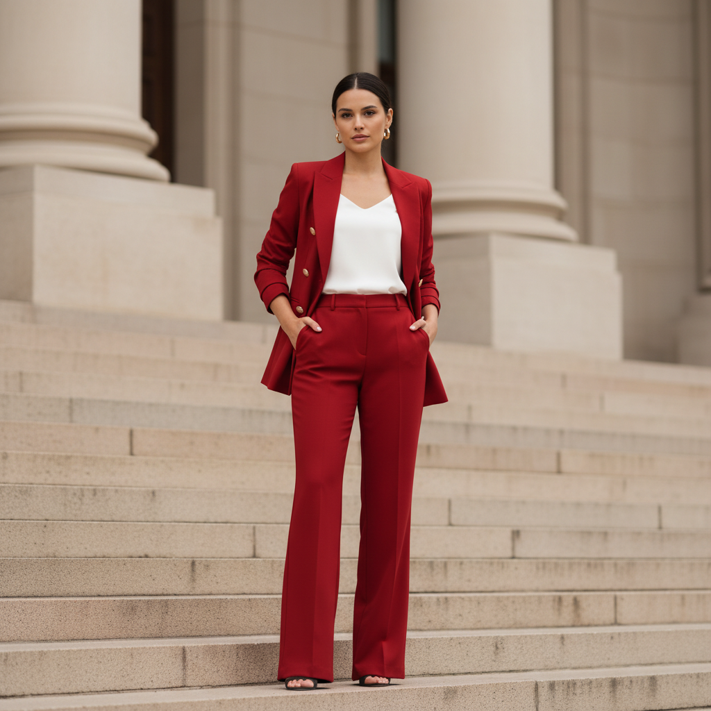 Red Double-Breasted Suit