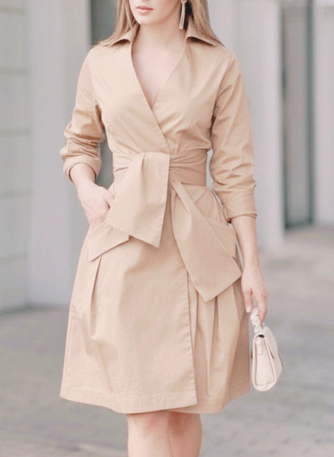 Belted Wrap Midi Dress