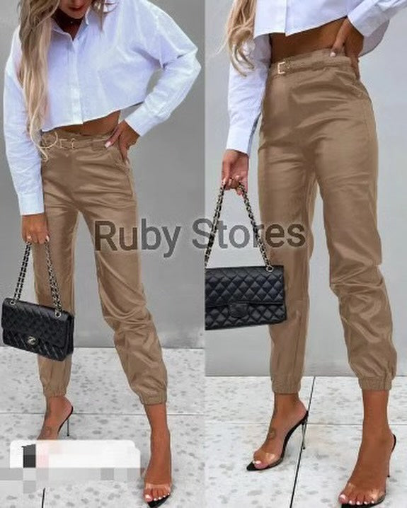 Leather jogger pant