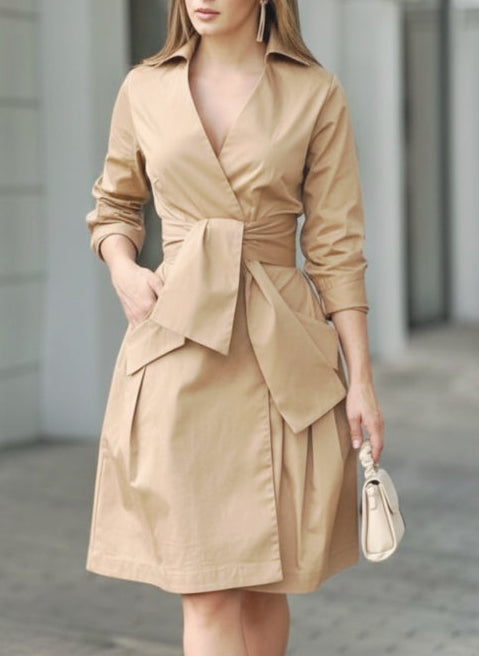 Belted Wrap Midi Dress