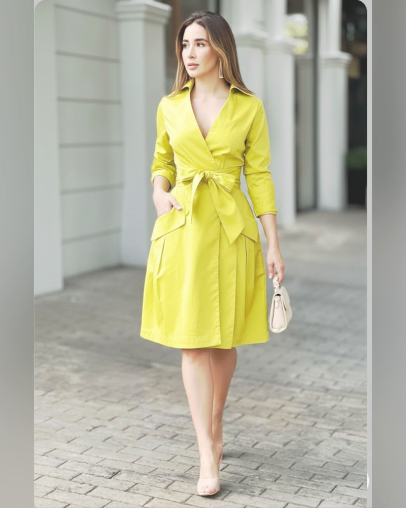 Belted Wrap Midi Dress