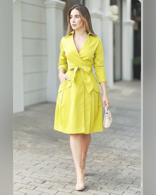 Belted Wrap Midi Dress