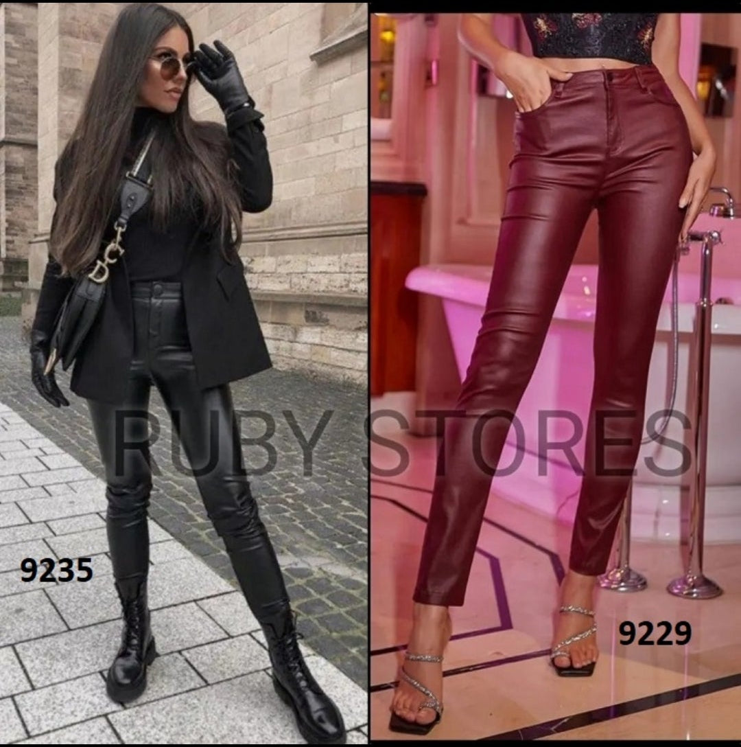 Leather straight pant