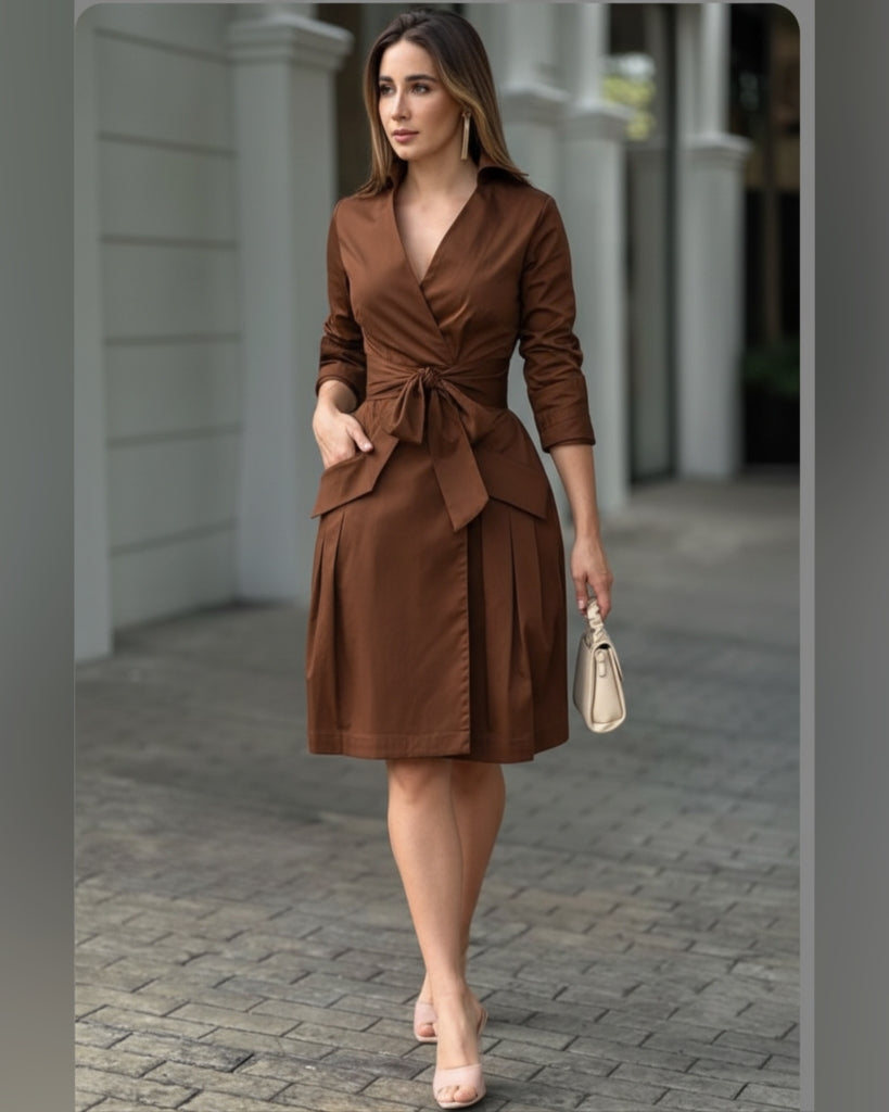 Belted Wrap Midi Dress
