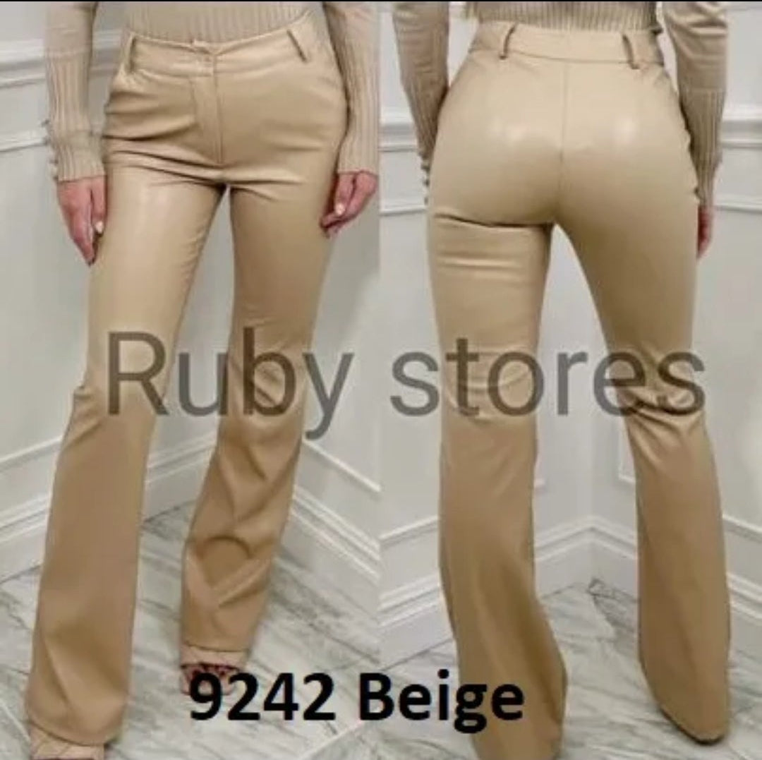 Leather straight pant