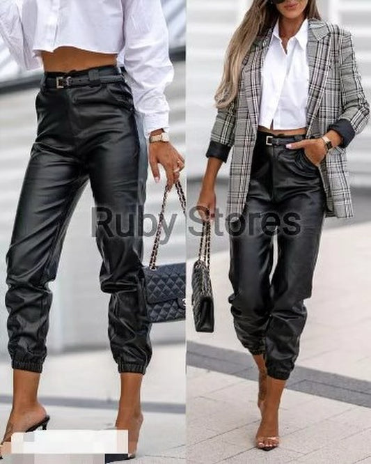 Leather jogger pant