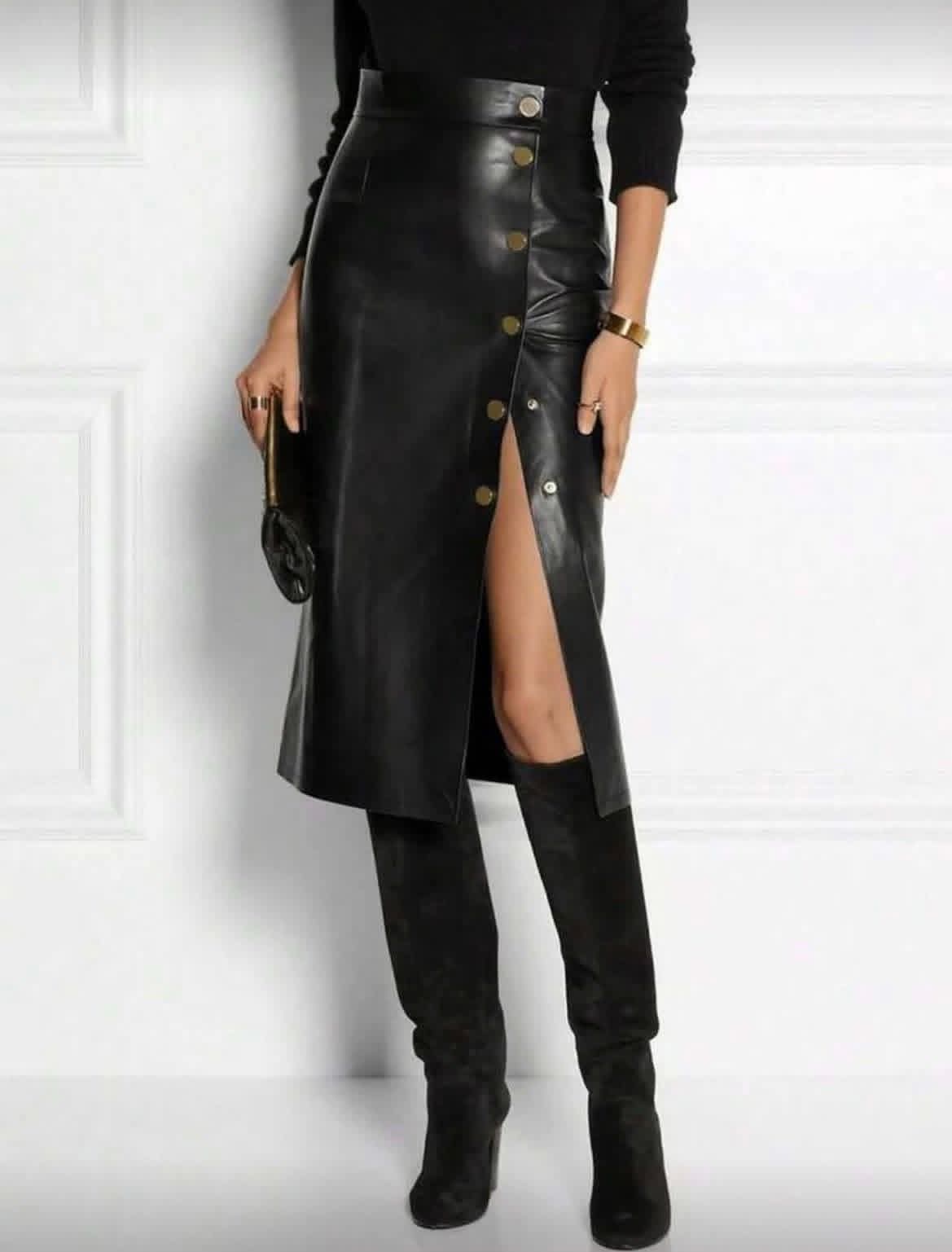 Leather copper capped Skirt