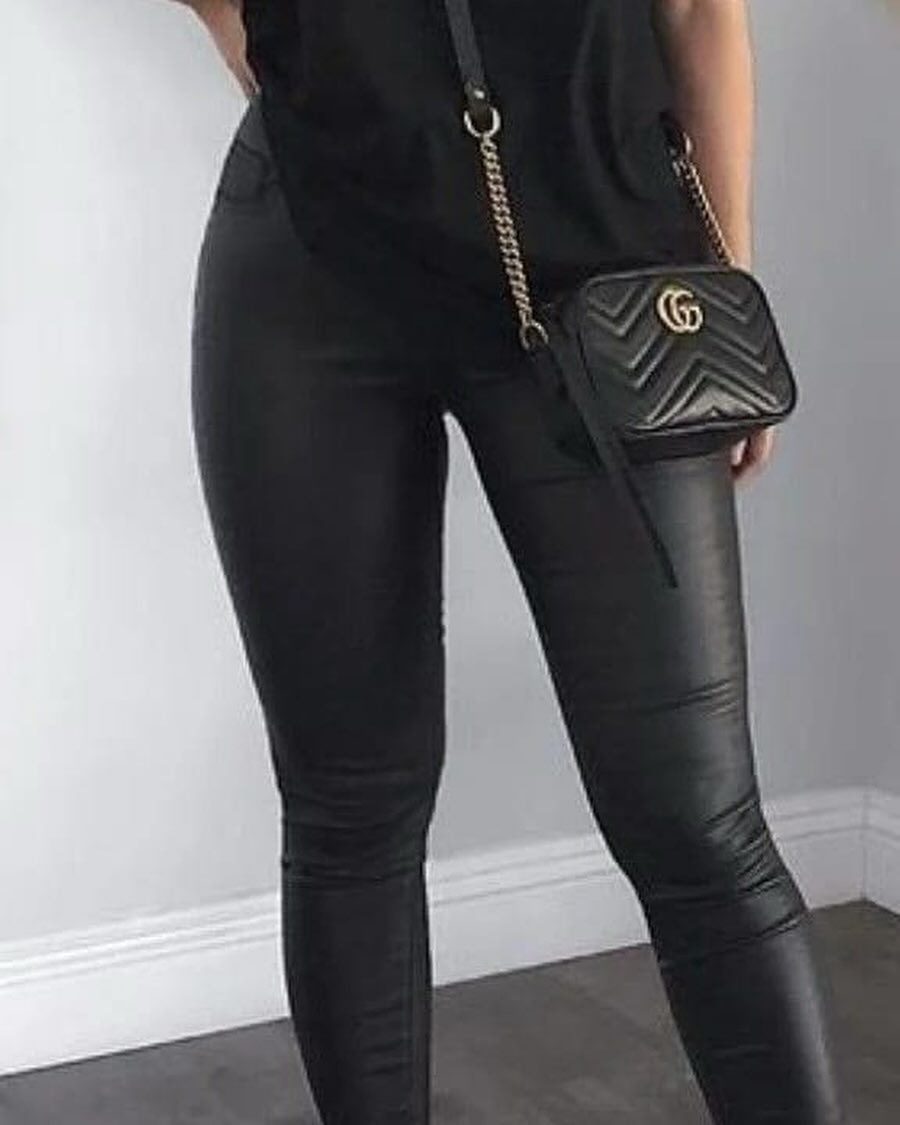 Leather slim fit pant