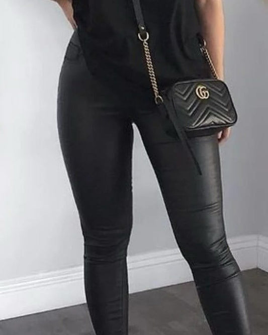 Leather slim fit pant