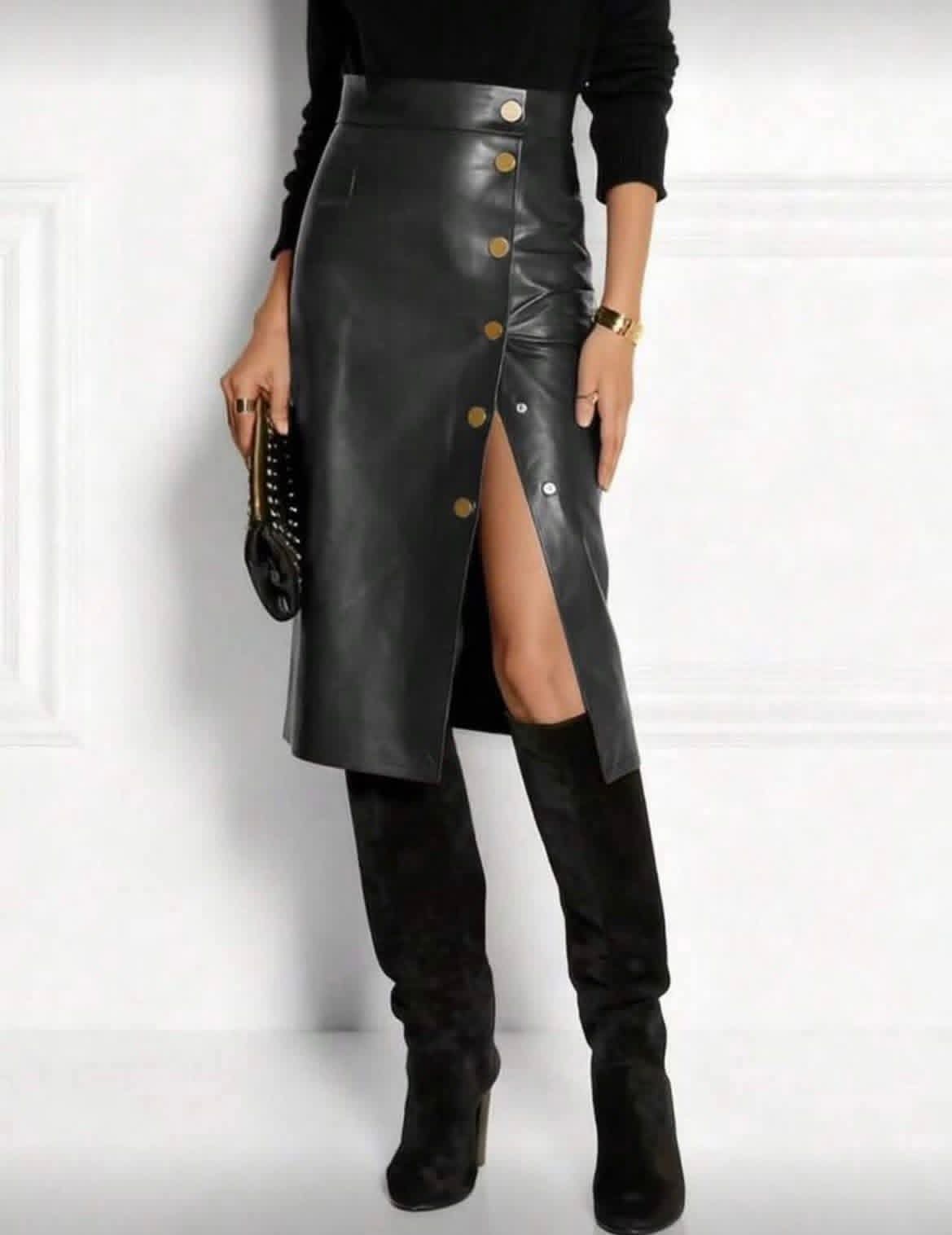 Leather copper capped Skirt