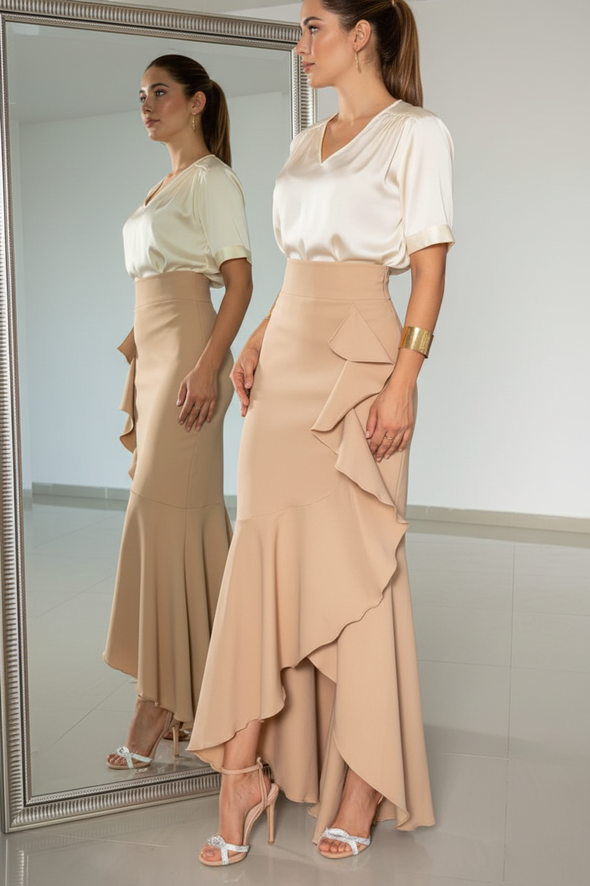 Ruffle Skirt - Beige