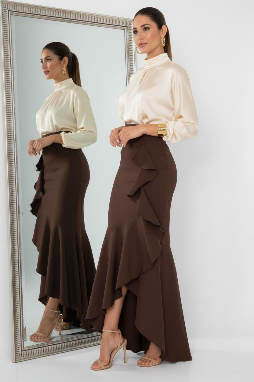 Ruffle Skirt - Brown