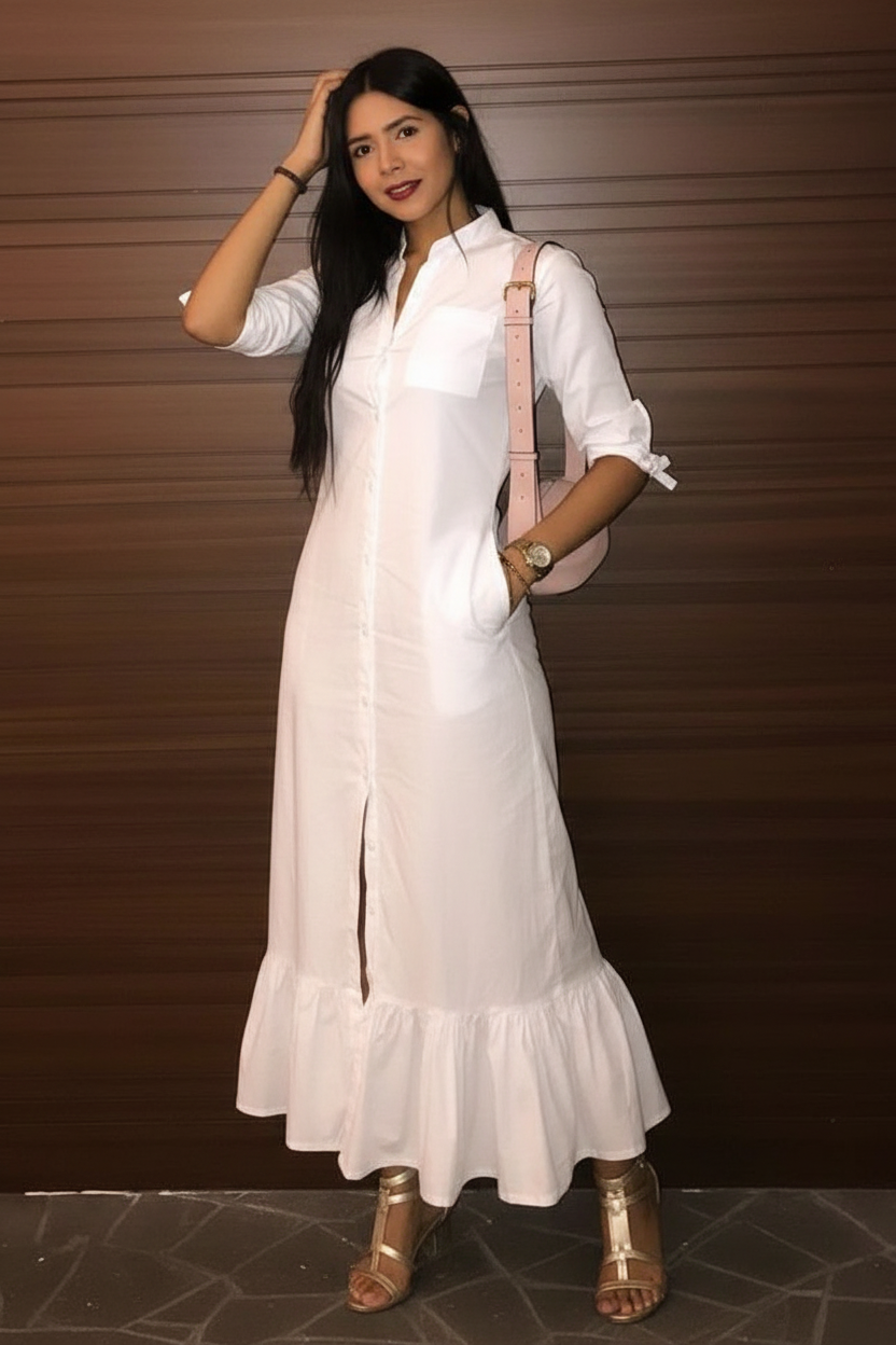 White Straight-Cut Dress