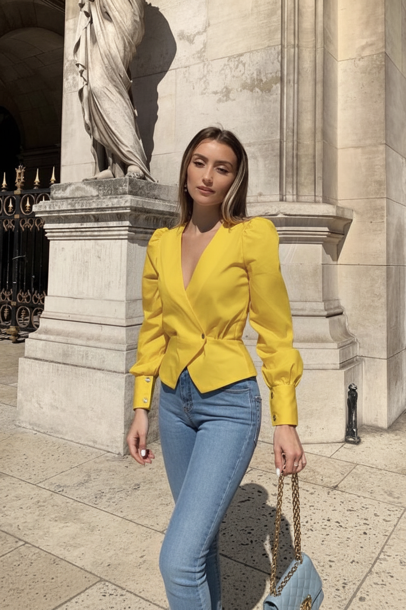 Yellow Wrap Blouse